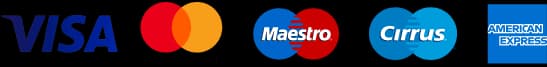 Visa, Mastercard, Maestro, Cirrus, American Express